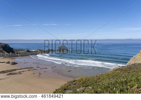 Beautiful Beach In Alentejo. Zambujeira Beach In Zambujeira Do Mar, Portugal.