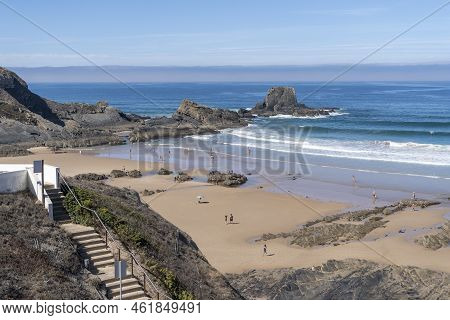 Beautiful Beach In Alentejo. Zambujeira Beach In Zambujeira Do Mar, Portugal.