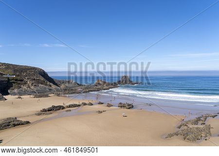 Beautiful Beach In Alentejo. Zambujeira Beach In Zambujeira Do Mar, Portugal.