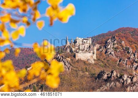 Duernstein Castle During Autumn In Wachau Valley, Austria, Unesco