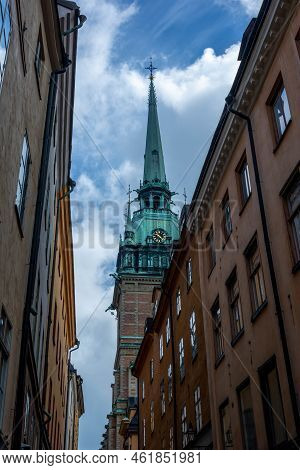 German Church Or St. Gertrudes Curch Photographed From The Streets Of Stockholm. In Swedish Tyska Ky