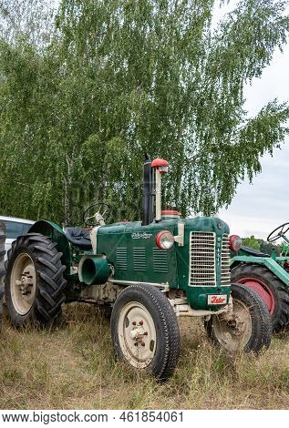 Hodonin-panov, Czech Republic - August 20, 2022 Exhibition Of Historic Tractors Czech-made Tractor Z
