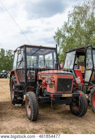 Hodonin - Panov, Czech Republic - July 20, 2022 Exhibition Of Contemporary And Historical Tractors -