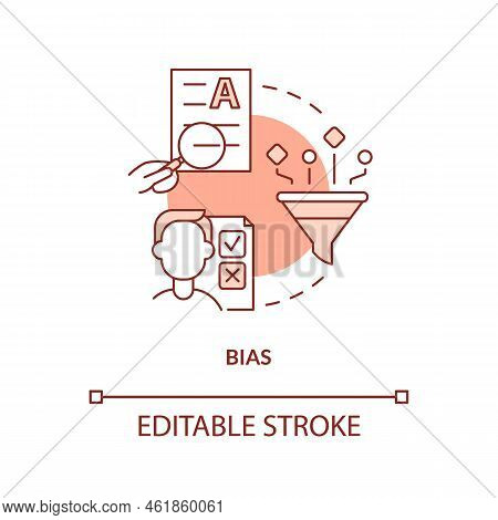 Bias Red Concept Icon. Facts Collection Influence. Disadvantage Of Case Study Abstract Idea Thin Lin