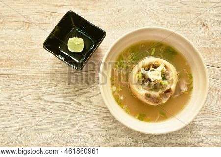 Boiled Chop Ox Tail Spicy And Sour Tom Yum Soup On Bowl
