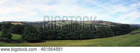 Panoramic View Of The Calder Valley Showing Heptonstall Hebden Bridge Old Town And Midgley With Surr