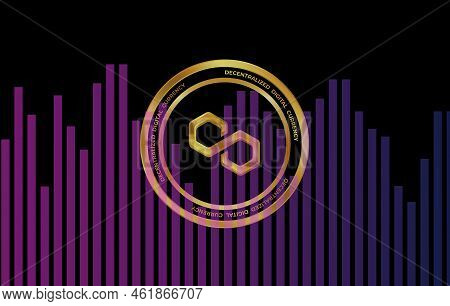 Polygon-matic  Virtual Currency Images. 3d Drawings. Coin Logo