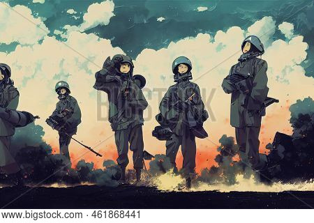 Artillery And Missile Crew Members , Anime Style Illustration