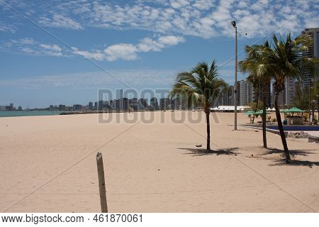 A Stretch Of Sandy Beach In Fortaleza, Brazil Known As Iracema Beach In The Meireles Neighborhood