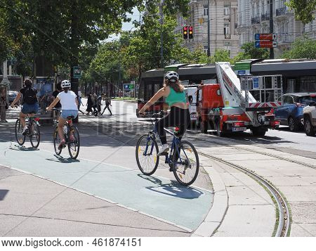 Women Cycling In Vienna