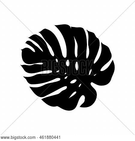 Exotic Monstera. Continuous One-line Drawing. Handmade Summer Tropical Leaf On White Background. Min