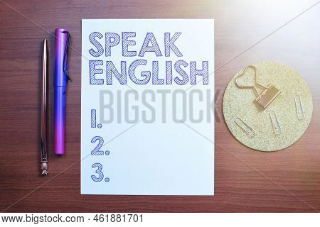 Text Caption Presenting Speak English. Business Concept Study Another Foreign Language Online Verbal