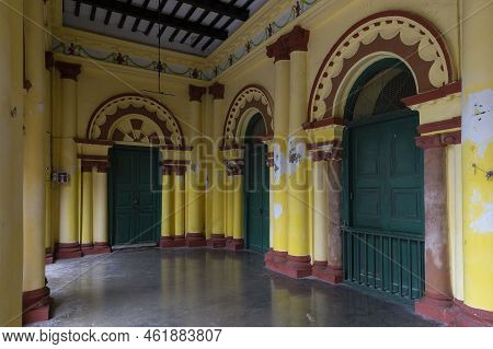 Howrah, West Bengal, India - 26th October 2020 : Decorated Colorful Pillars Of Shib Mandir, Temple F