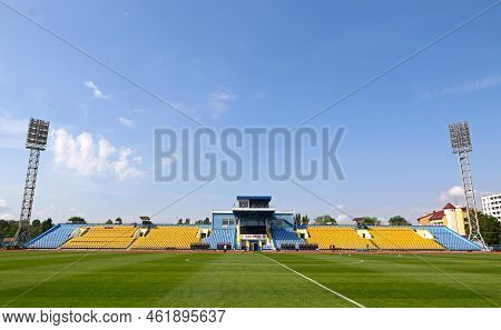 Uzhhorod, Ukraine - August 29, 2022: Panoramic View Of Avanhard Stadium In Uzhhorod During Vbet Ukra