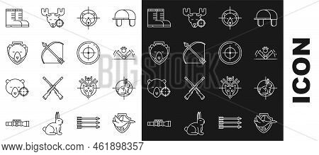 Set Line Flying Duck On Shield, Hunt Rabbit With Crosshairs, Trap Hunting, Bear, Bow And Arrow Quive