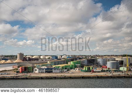 Europe, France, Dunkerque - July 9, 2022: Port Scenery. Frontal, Short End View Onto Mole 5 Terminal