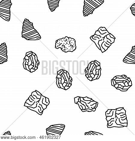 Stone Rock Texture Nature Vector Seamless Pattern Thin Line Illustration