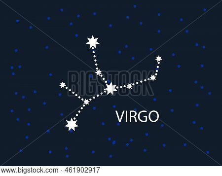 Horoscope Symbol. Zodiac Constellation With Stars. Night Sky Map. Vector Illustration Of Astrologica