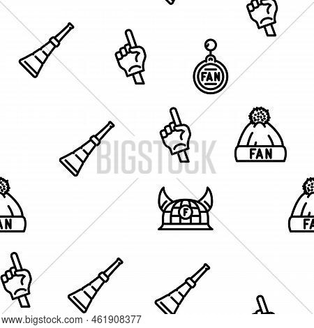 Sport Fan Supporter Accessories Vector Seamless Pattern Thin Line Illustration