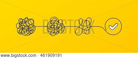 Tangle Of Thoughts, Psychological Stress And Easy Problem Solving. Psychology Solution Concept. Conf