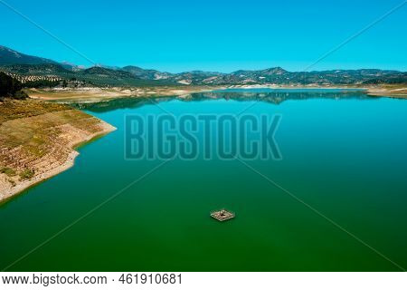a view over the Iznajar reservoir, in Andalusia, Spain, in a sunny spring day