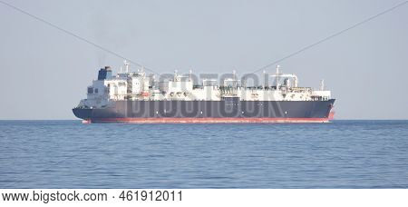 Lng Tanker At Sea, Transporting Lng