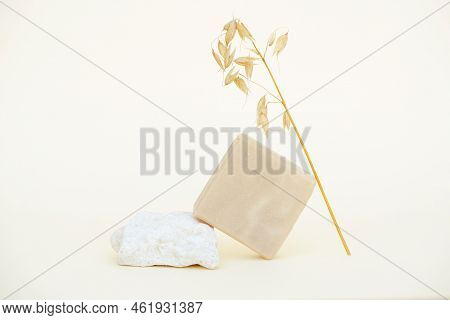 Trendy Composition With Otameal And Honey Soap Bar Made With Natural Ngredients And Essential Oils A