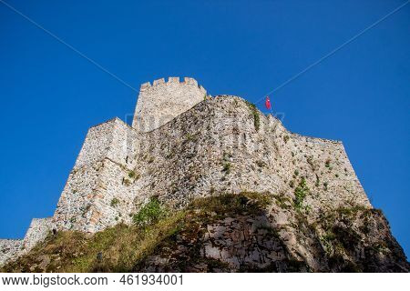 Zilkale, Rize, Turkey - September 2022: Wide Angle Shot Of Zilkale From Below