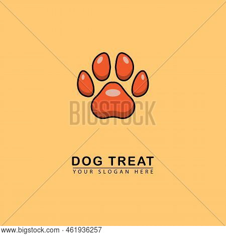 Abstract Dog Footprint Logo Icon. Simple Design Dog Footprint Vector On Yellow Background. Great For