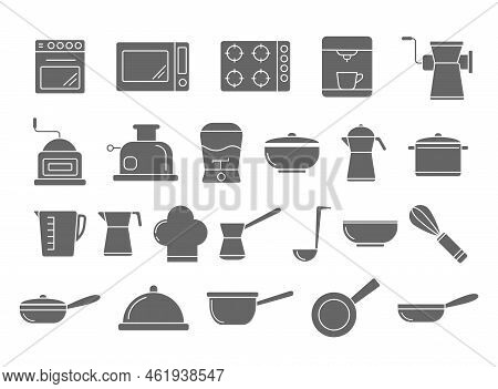 Vector Set Of Kitchen Accessories For Pictograms, Icons, Stickers, Scrapbooking, Websites And Applic