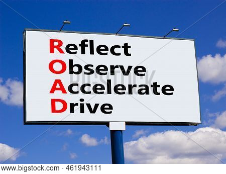 Road Reflect Observe Accelerate Drive Symbol. Concept Words Road Reflect Observe Accelerate Drive On