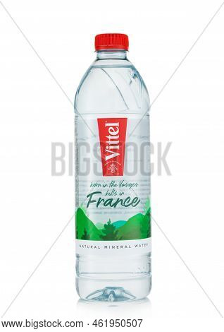 London,uk - May 24, 2022: Vittel Still Mineral Water In Plastic Bottle On White. Product Of France