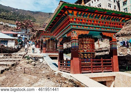 Nepal, Namche Bazaar - April 24, 2019. On The Way To Namche Bazaar, Himalaya