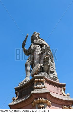Statue On The Marktplatz Fountain In The City Of Ludwigsburg