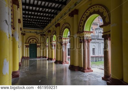 Howrah, West Bengal, India - 26th October 2020 : Decorated Colorful Pillars Of Shib Mandir, Temple F