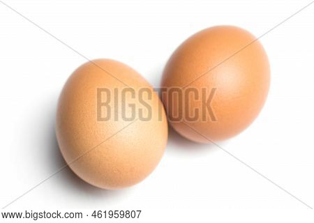 Chicken Eggs Isolated On White Background Close