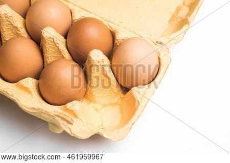 Chicken Eggs Isolated On White Background Close