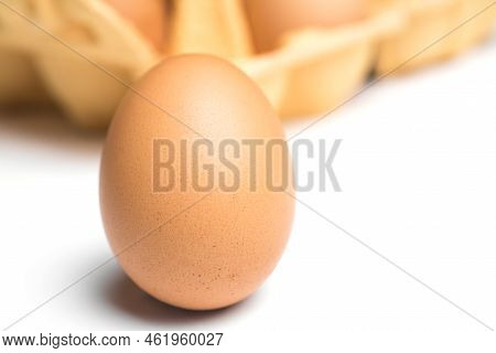 Chicken Eggs Isolated On White Background Close