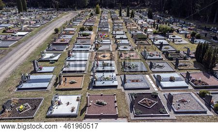 New And Modern Cemetery In One European Country Arial View