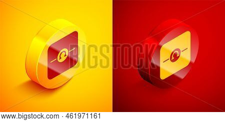 Isometric Ohmmeter Icon Isolated On Orange And Red Background. Circle Button. Vector