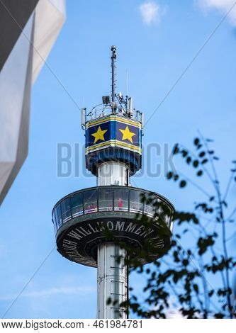 Rust, Germany - September 1, 2022: A Communication Tower In Europa-park, The Largest Theme Park In G