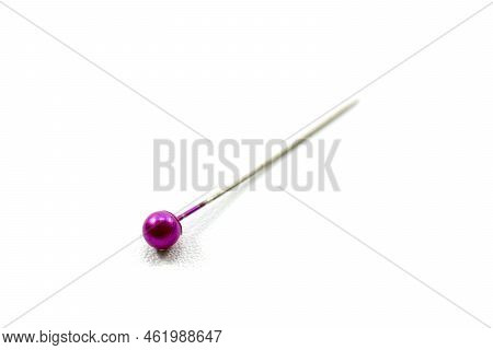 Pink Sewing Straight Pin Isolated On White