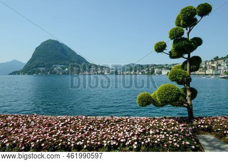 View At The Bay Of Lugano In Switzerland
