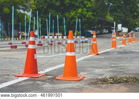 Driving Test And Training Area With Simulate Test For Driving License. Driving School Practice Traff