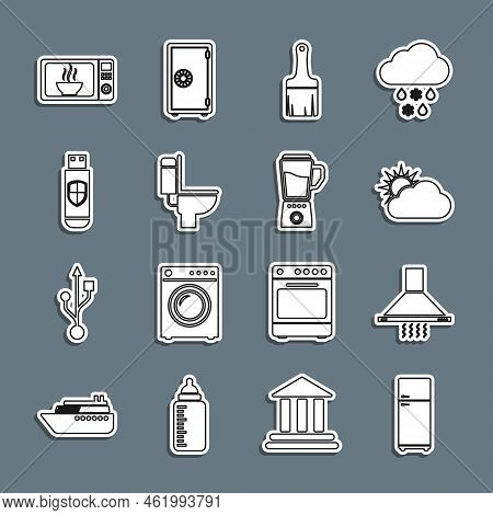 Set Line Refrigerator, Kitchen Extractor Fan, Sun And Cloud Weather, Paint Brush, Toilet Bowl, Usb F