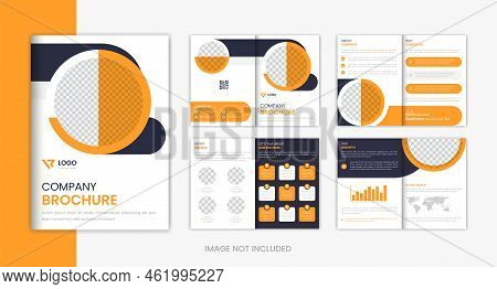 8 Pages Business Brochure Design Template, Corporate Multipage Brochure Vector