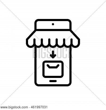 Black Line Icon For Collect Gather Hoard Pile Amass Shop Store Stock Commerce
