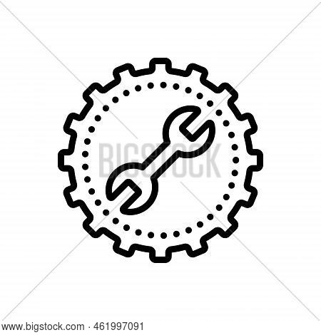 Black Line Icon For Config Spanner Config Gear Adjustment Application Fix Machinery Repair