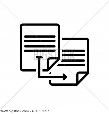 Black Line Icon For Duplicate Transcript Matching Twin Photocopy Replication Copy Document