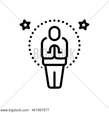 Black Line Icon For Pray Implore Beseech Request Supplication Requisition Prayer Worship Faith Respe